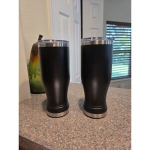 Set Of 2: 20 oz Beer Pilsner Tumbler Insulated Stainless Steel Black Polar Camel